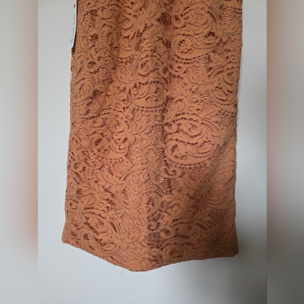 Bardot Riveria Lace Corset‎ Bodycon Halter MIDI Dress Mauve Peach Womens M 6 - Picture 5 of 10